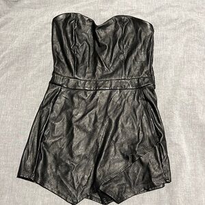 Faux leather romper